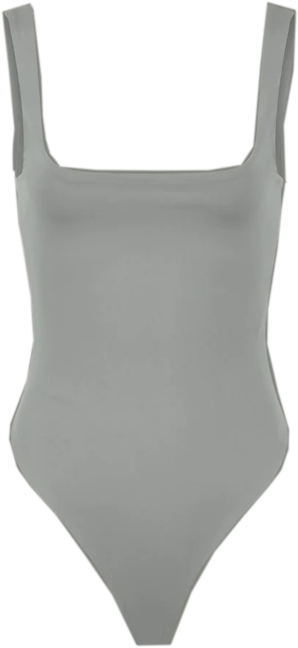 Entire Studios Square Neck Bodysuit Nylon Spandex Rhino Grijs