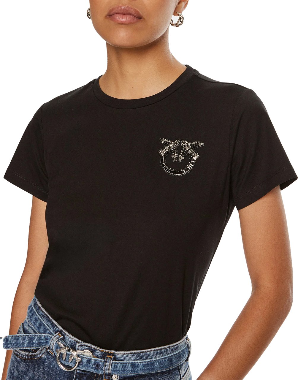 Pinko t-shirt strass Zwart