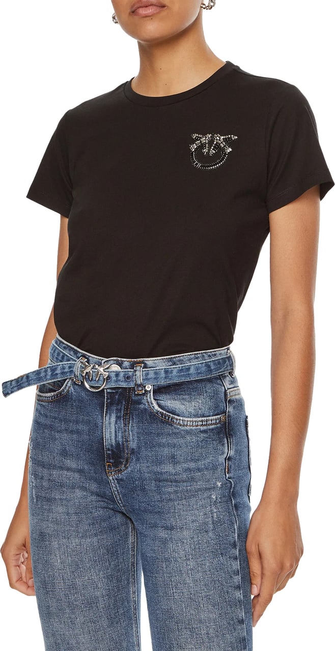 Pinko t-shirt strass Zwart