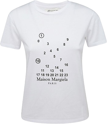 Maison Margiela T-shirt in cotone bianco con logo numerico Wit
