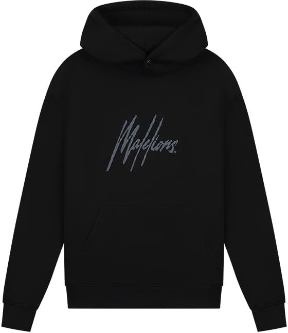 Malelions Malelions Men Striped Signature Hoodie Zwart