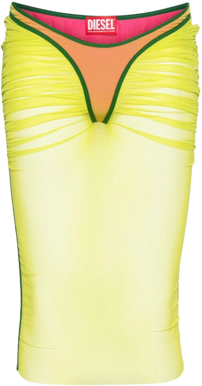 Diesel Ruffled Mesh Skirt Orange/green Groen