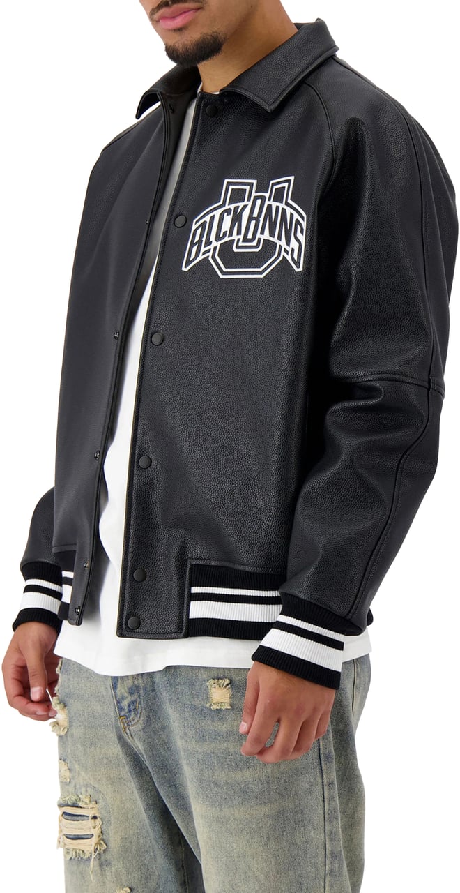 Black Bananas Leather University Jack Heren Zwart Zwart