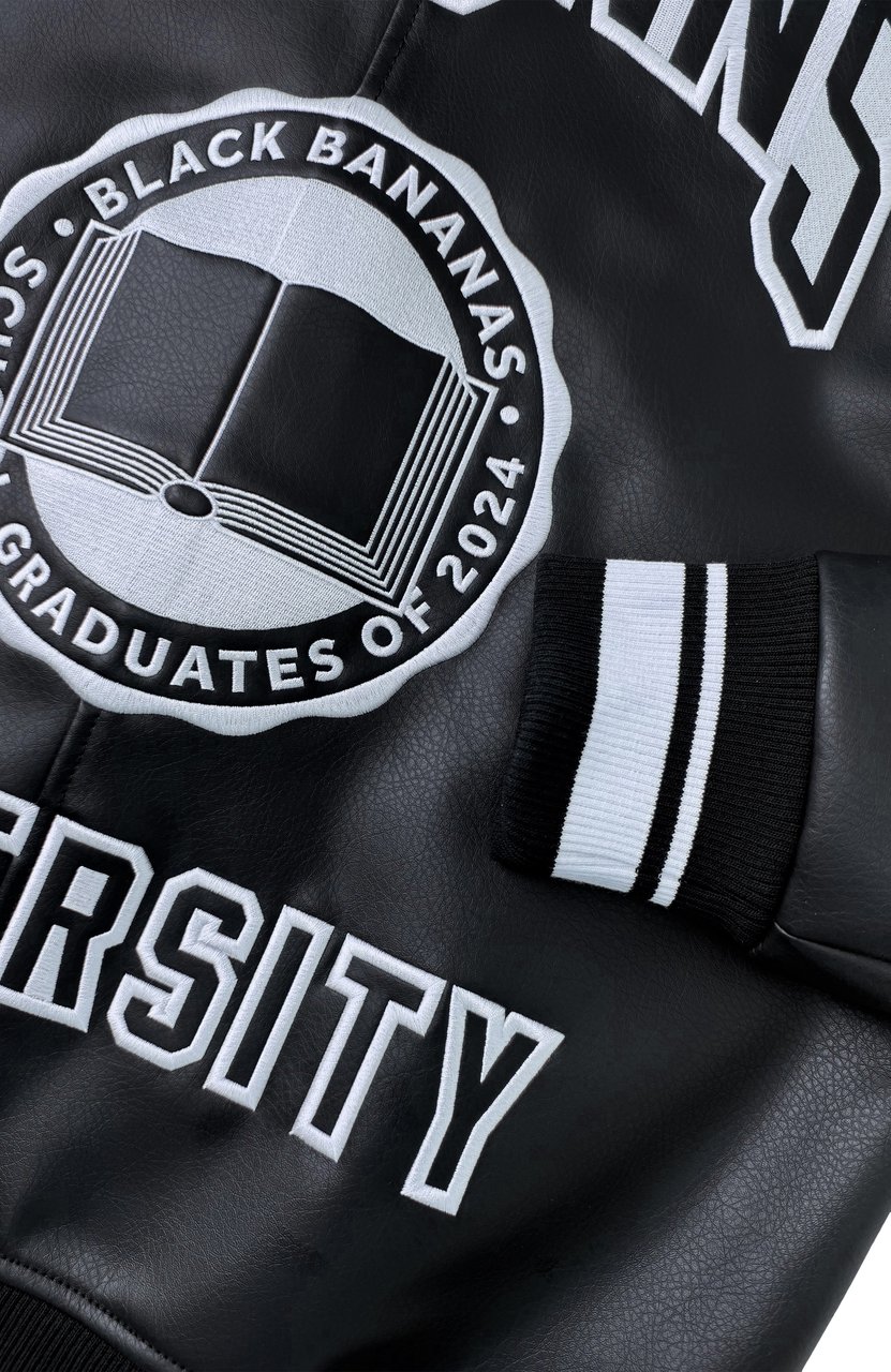 Black Bananas Leather University Jack Heren Zwart Zwart
