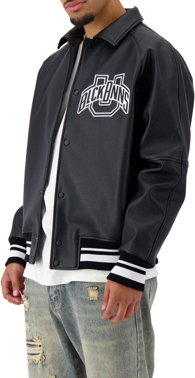 Black Bananas Leather University Jack Heren Zwart Zwart