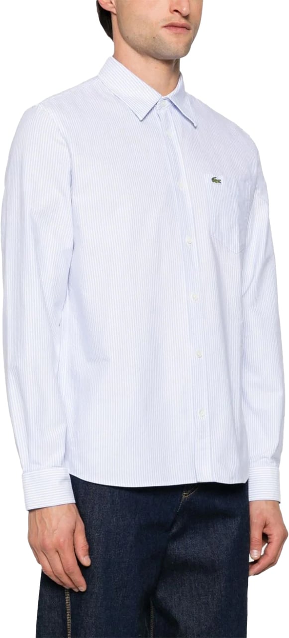 Lacoste Hemd streep wit blauw Blauw
