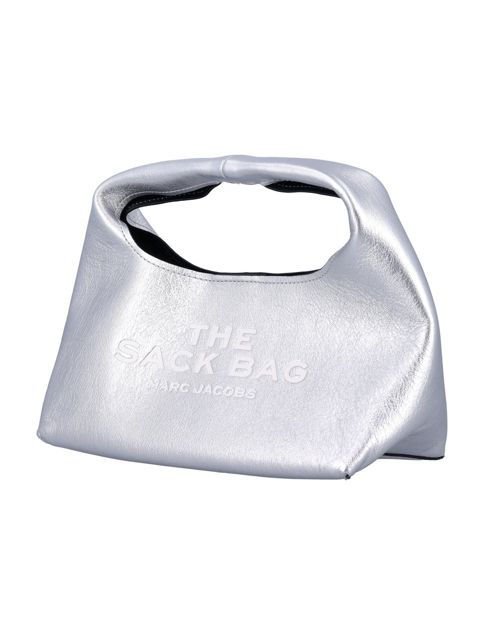 Marc Jacobs The Mini Sack Bag Metallic Leather Argento Zilver