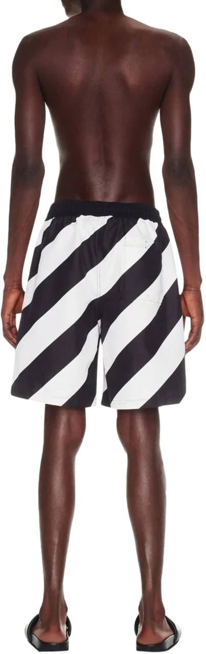 OFF-WHITE Diagonal Logo Surfer Swim Shorts Zwart