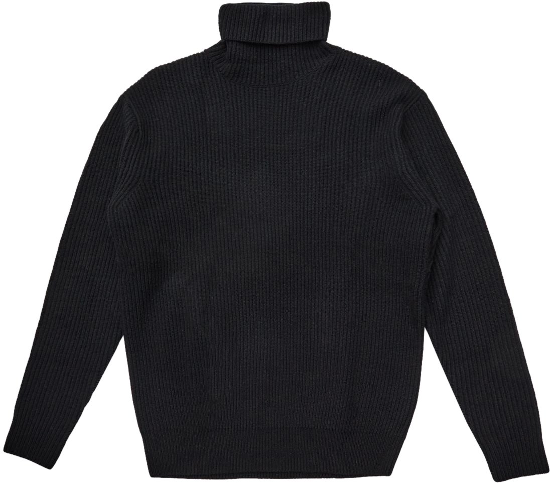 Les Deux Maglione Knit a Coste Collo Alto Eddie Nero Zwart