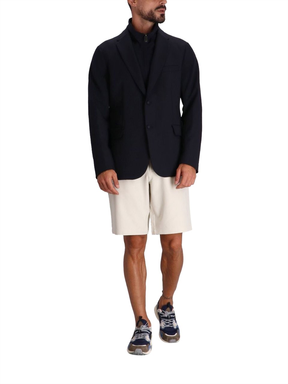 Emporio Armani Blue Navy High-neck Jacket Blue Blauw