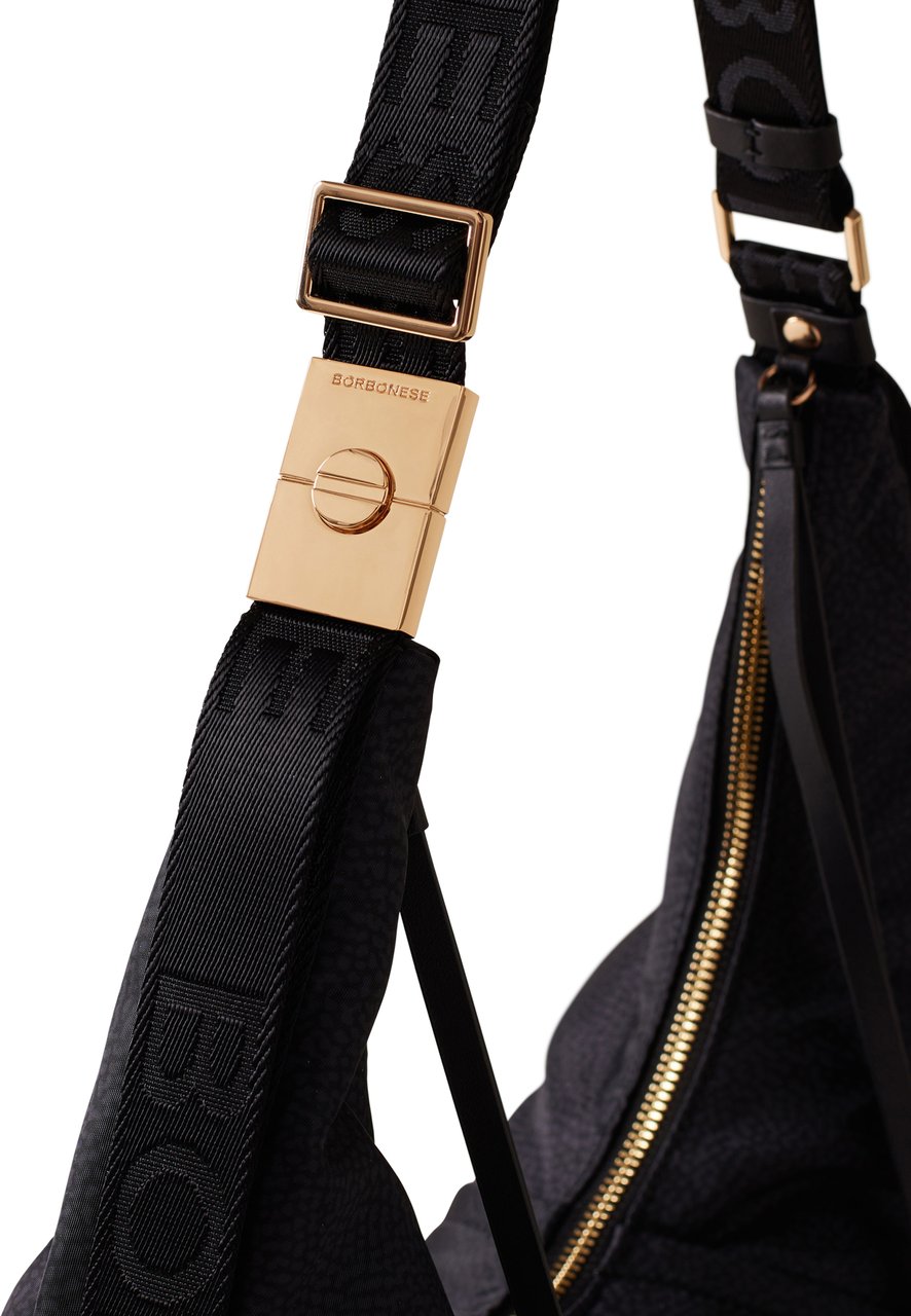 Borbonese FOLD HOBO MEDIUM Zwart