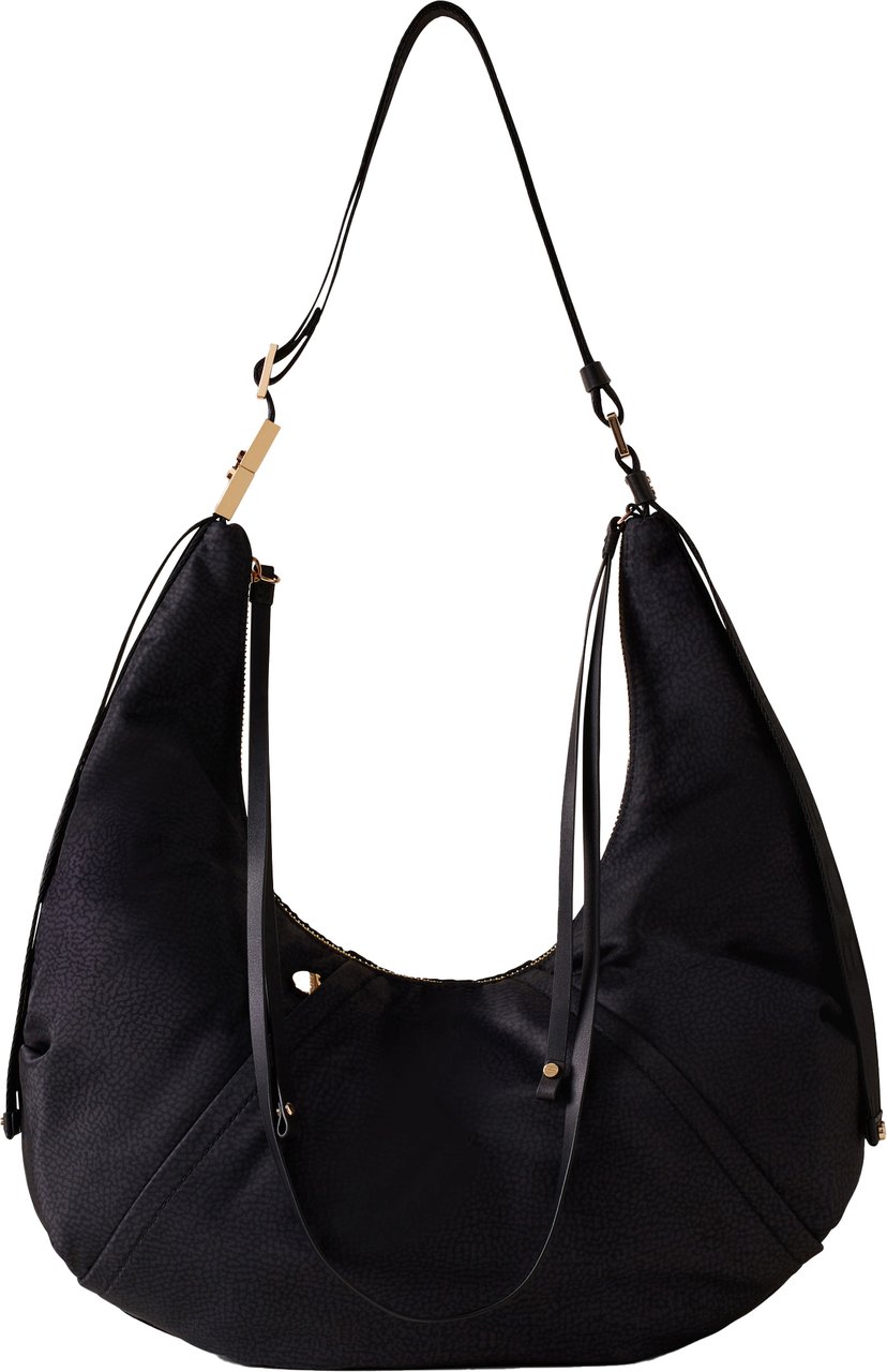 Borbonese FOLD HOBO MEDIUM Zwart