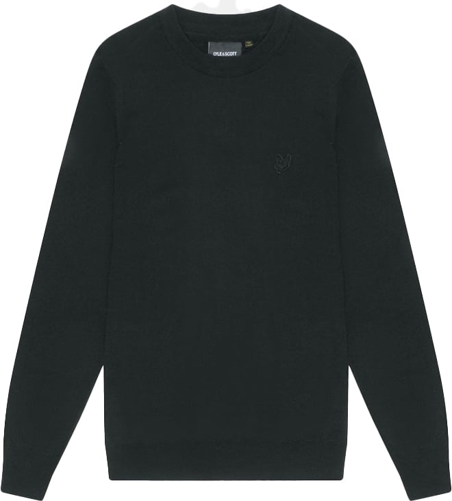 Lyle & Scott Lyle & Scott Tonal Eagle Merino Crew Neck Jumper Zwart