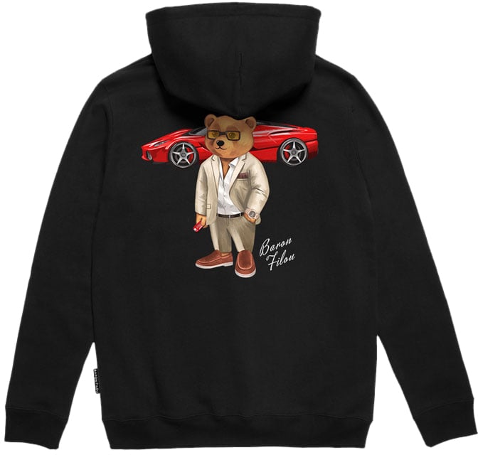 Baron Filou Organic Oversized Backprint Hoodie Chenille, Filou XCII. Zwart
