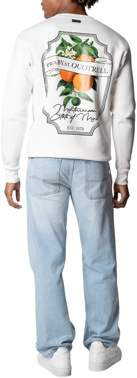 Quotrell Mineola Crewneck | Off White/black Wit