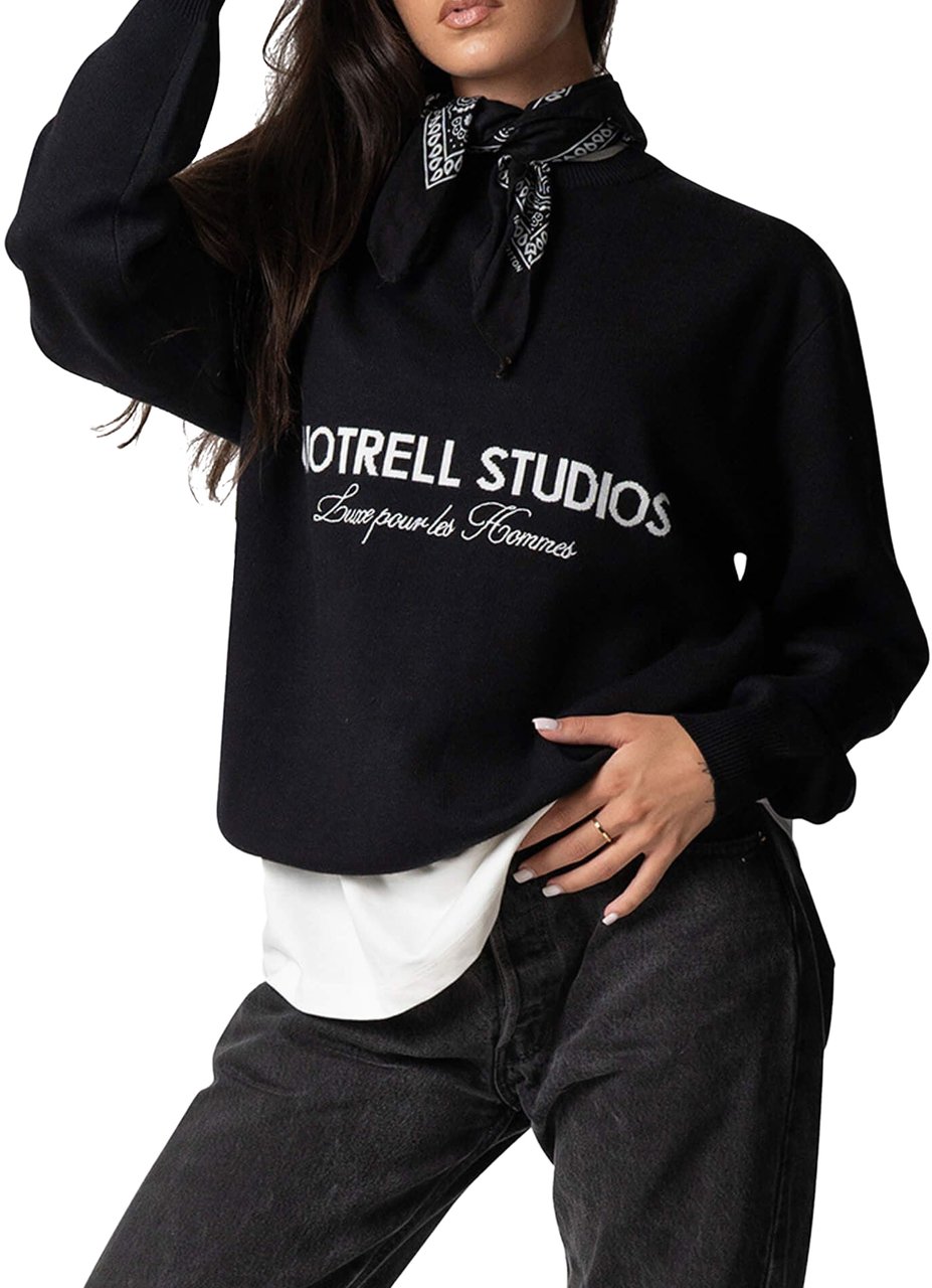 Quotrell Studios Knitted Crewneck | Black/white Zwart