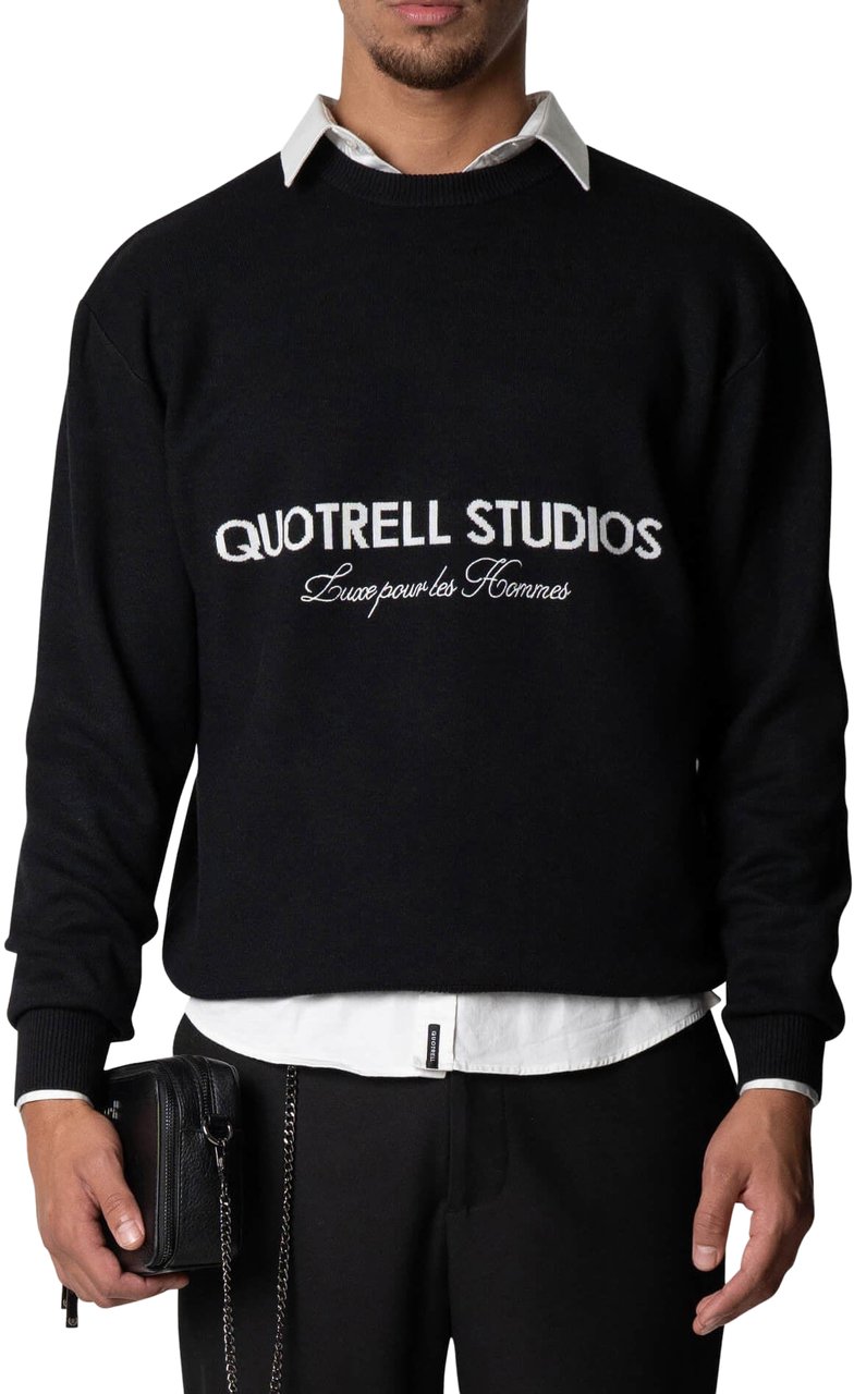 Quotrell Studios Knitted Crewneck | Black/white Zwart