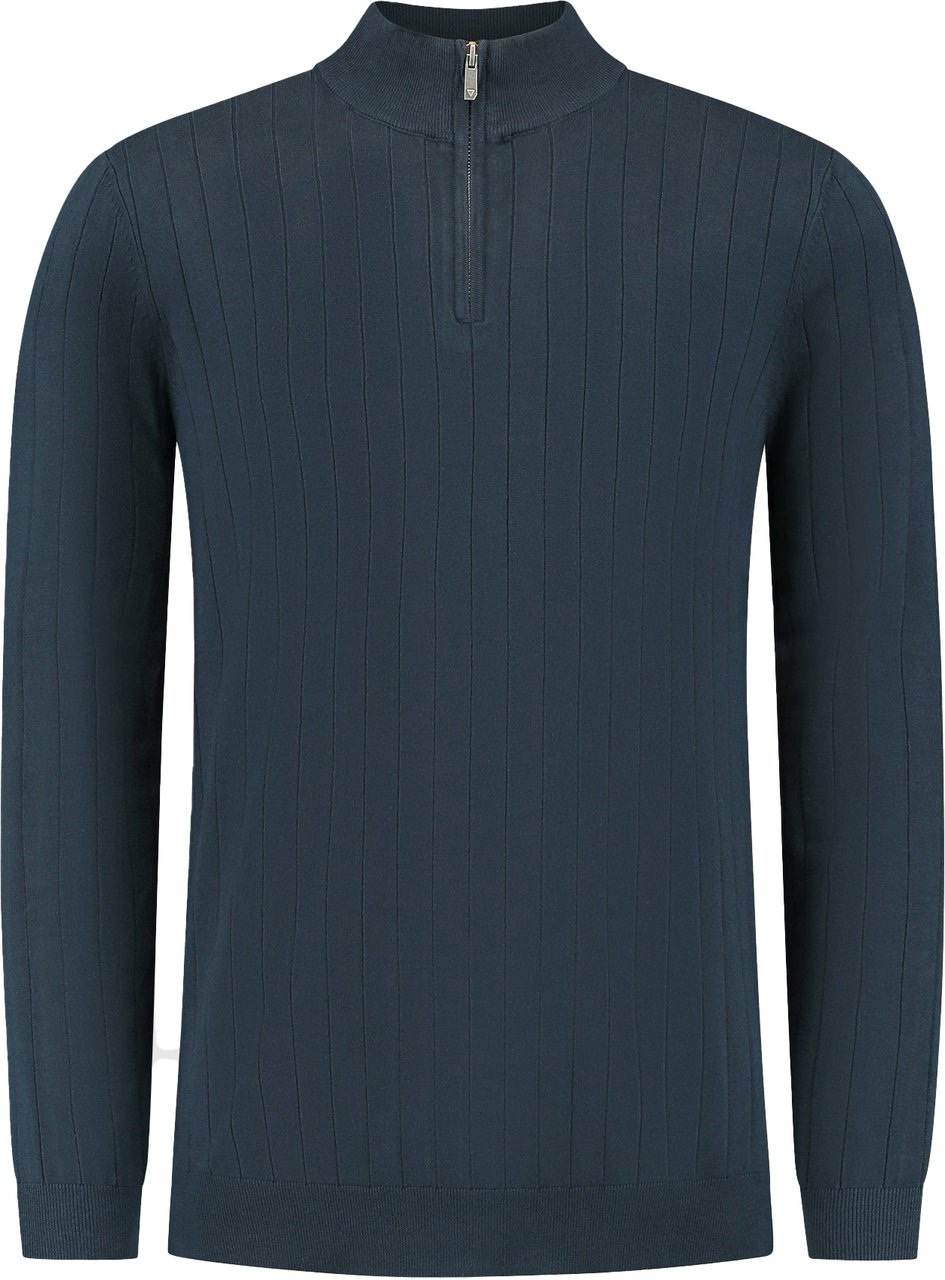 Pure Path Vertical striped halfzip knitwear Blauw