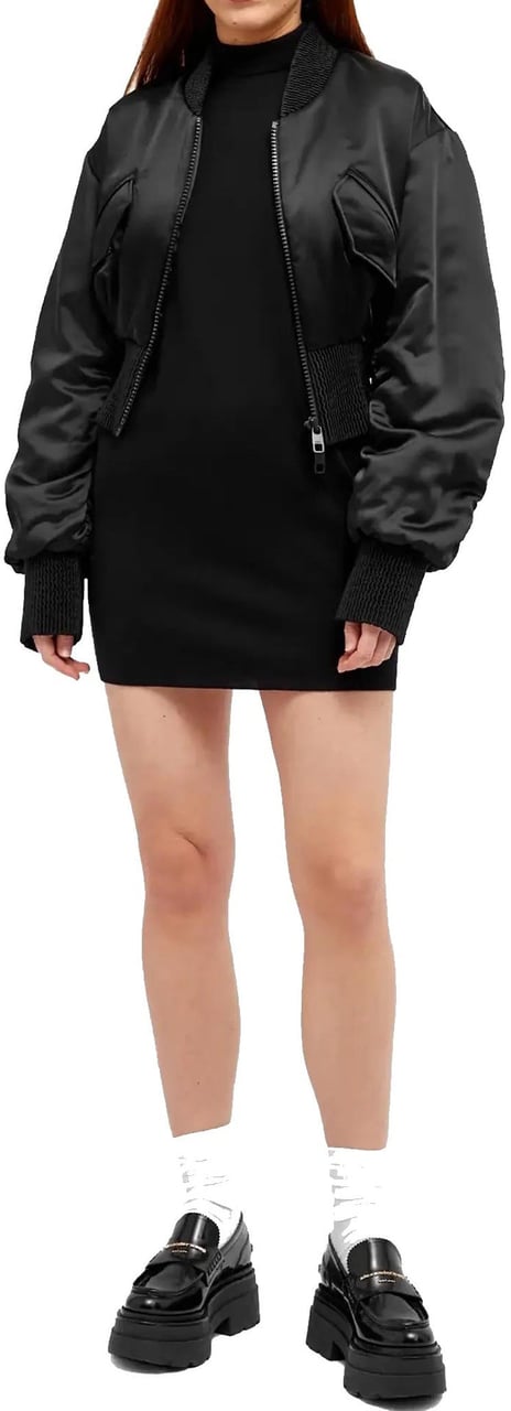 Dolce & Gabbana Short Duchesse Bomber Jacket Zwart