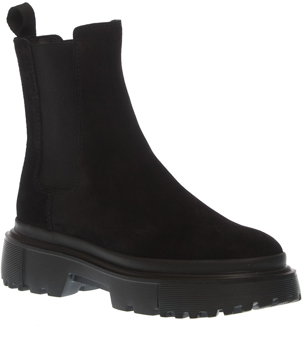 HOGAN Stivaletto Fondo Carroarmato In Camoscio Nero Zwart