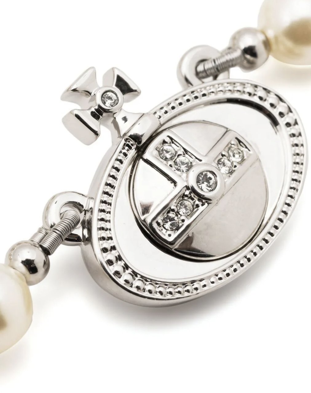 Vivienne Westwood One Row Pearl Drop Choker Platinum Pearl Multi Zilver