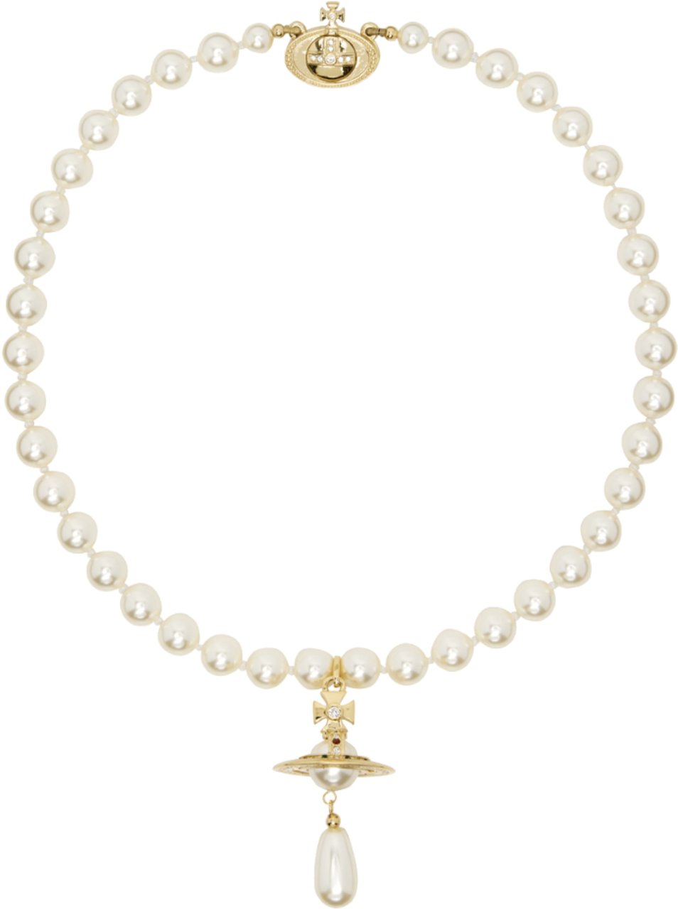 Vivienne Westwood One Row Pearl Drop Choker Gold/pearl/multi Divers