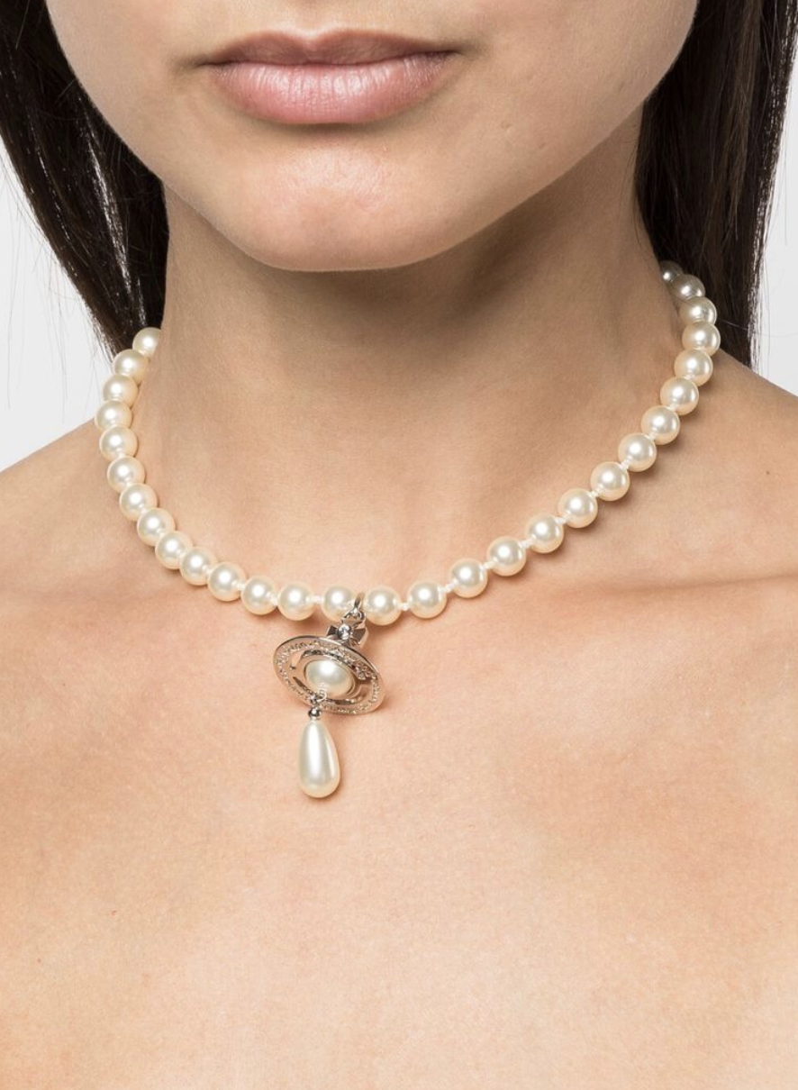 Vivienne Westwood One Row Pearl Drop Choker Gold/pearl/multi Divers