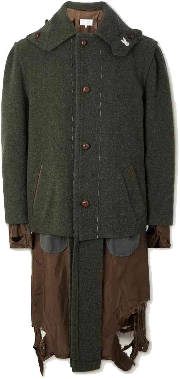 Maison Margiela Maison Margiela Distressed Wool Coat Groen