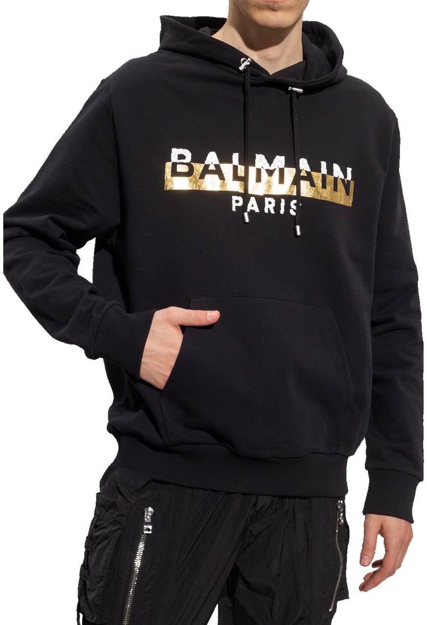 Balmain Balmain Logo Hooded Sweatshirt Zwart