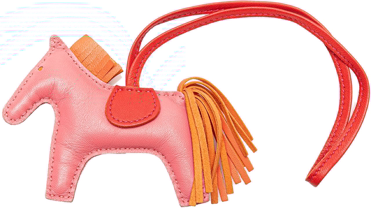 Hermès Milo Lambskin Grigri Rodeo Horse Bag Charm TPM Roze