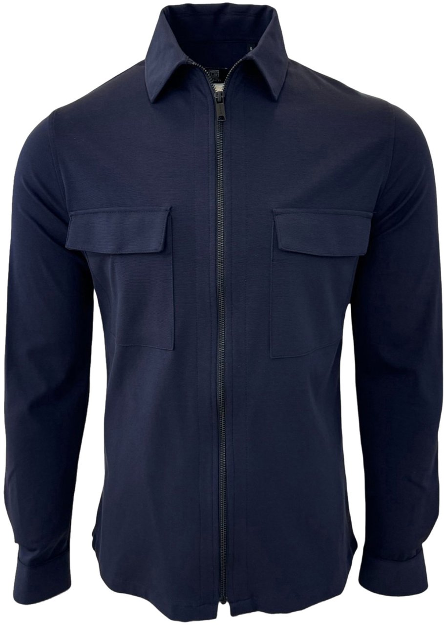 Genti Oaks shirt jacket zip navy Blauw