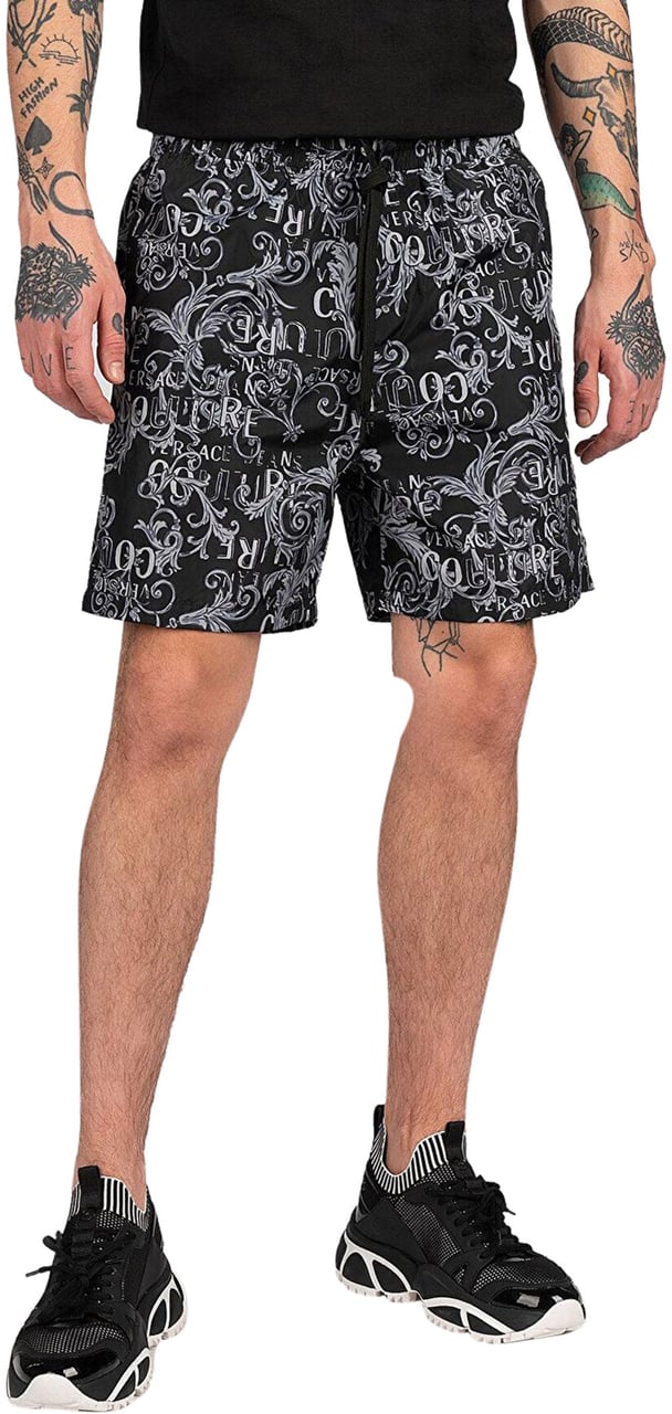 Versace Jeans Couture zwemshort print logo couture steel Zwart