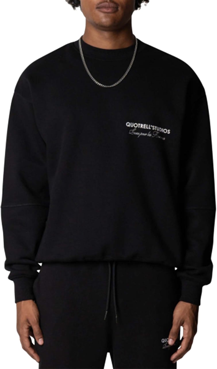Quotrell Studios Crewneck | Black/white Zwart