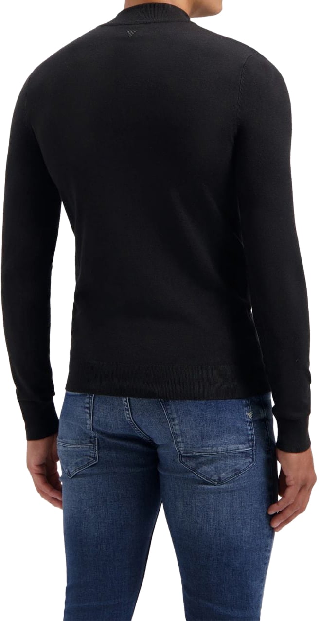 Pure Path Pure Path Essential Knitwear Half Zip Sweater Black Zwart