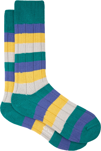 Paul Smith Chaussettes bandes bleu jaune vert M1A 380KV HF758 33 Paul Smith Homme Divers