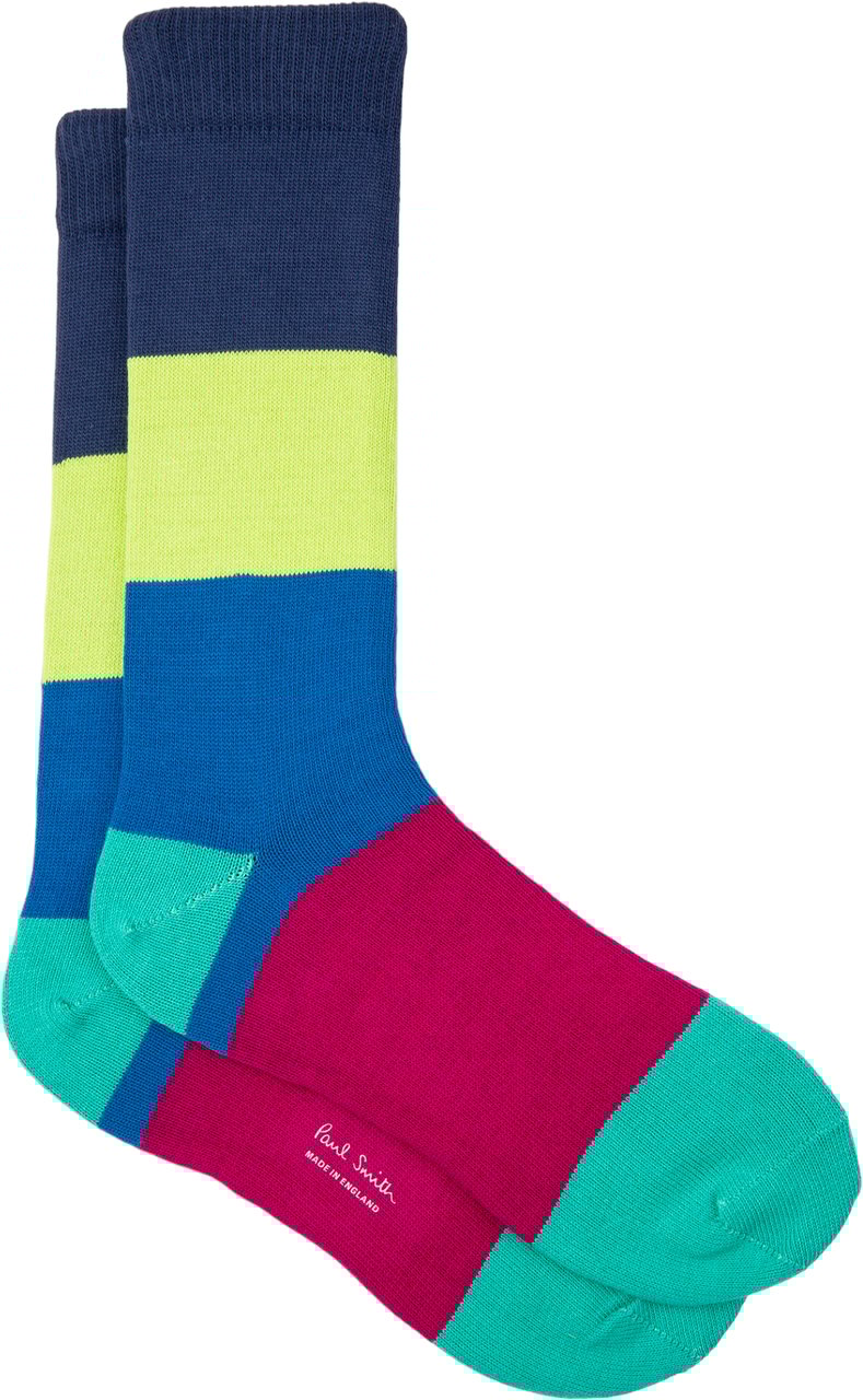 Paul Smith Chaussettes rayures larges navy jaune bleu M1A-194B-K228-45 Paul Smith Homme Divers