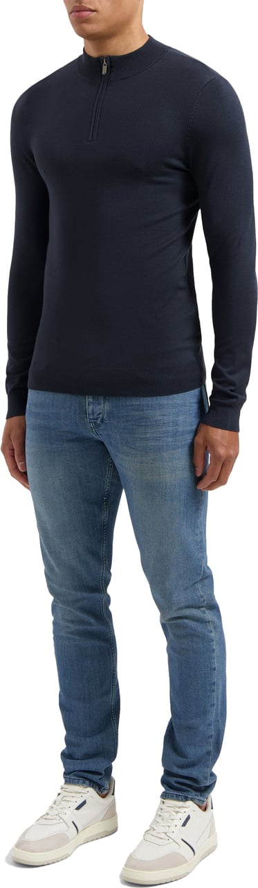Pure Path Knitwear Halfzip Blauw