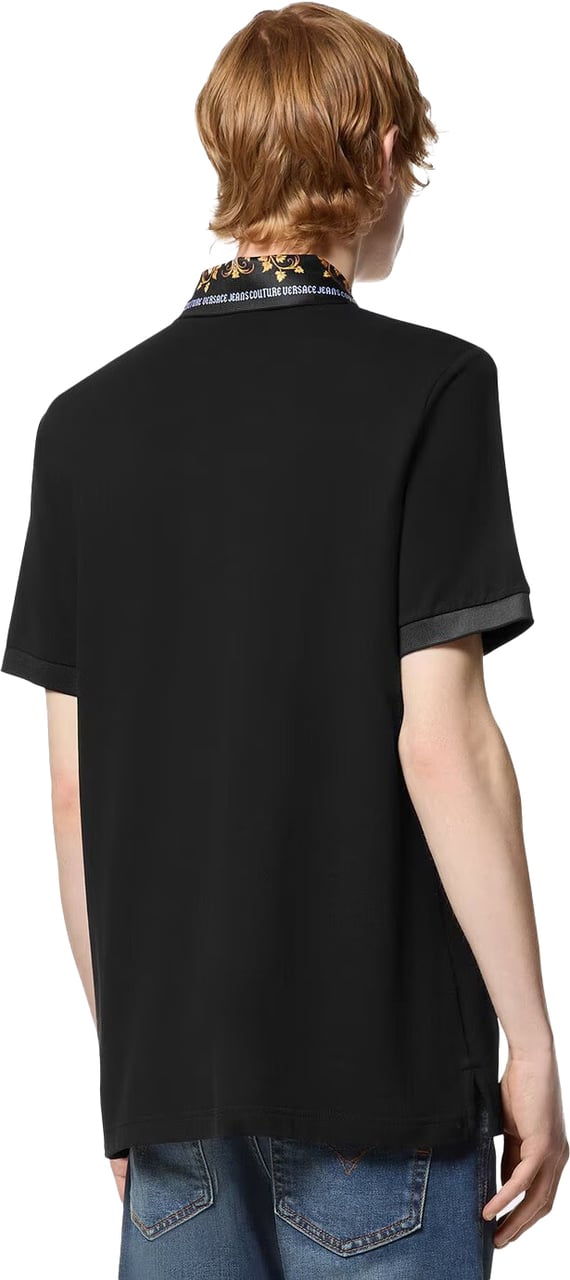 Versace Jeans Couture Polo Lizard Regular Fit Black Baroq Zwart