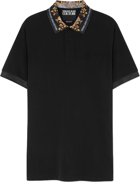 Versace Jeans Couture Polo Lizard Regular Fit Black Baroq Zwart