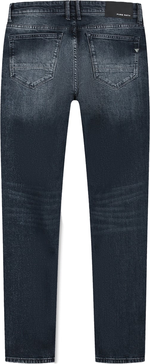 Pure Path Ryan tapered fit jeans donker blauw Blauw