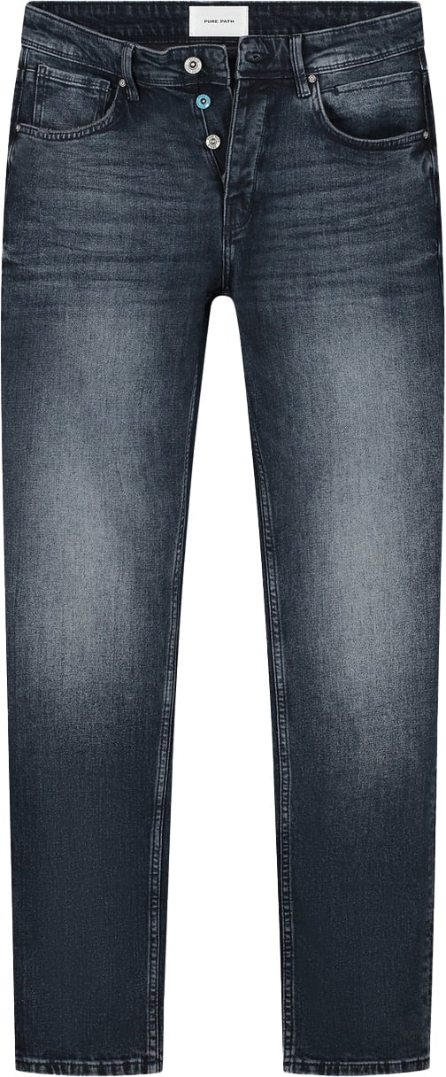 Pure Path Ryan tapered fit jeans donker blauw Blauw