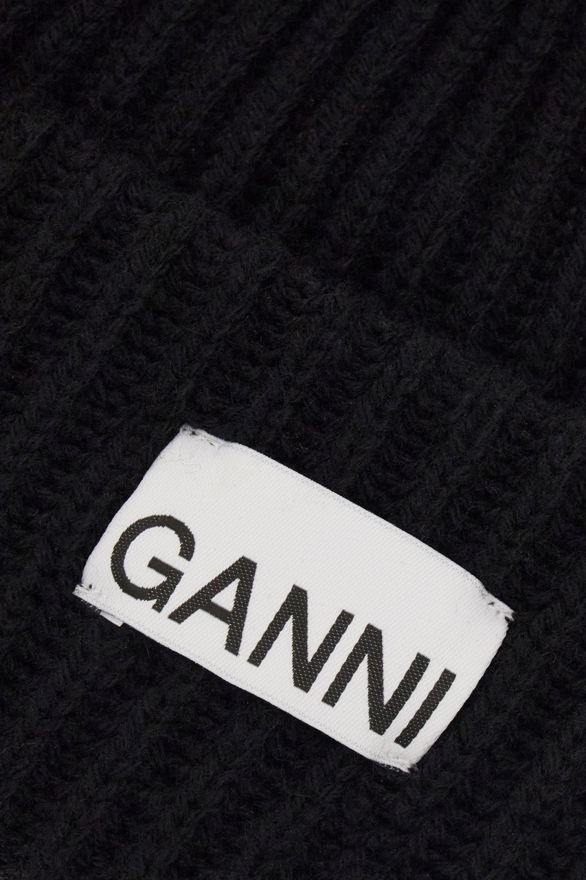 Ganni Beanie Wool Nero Zwart