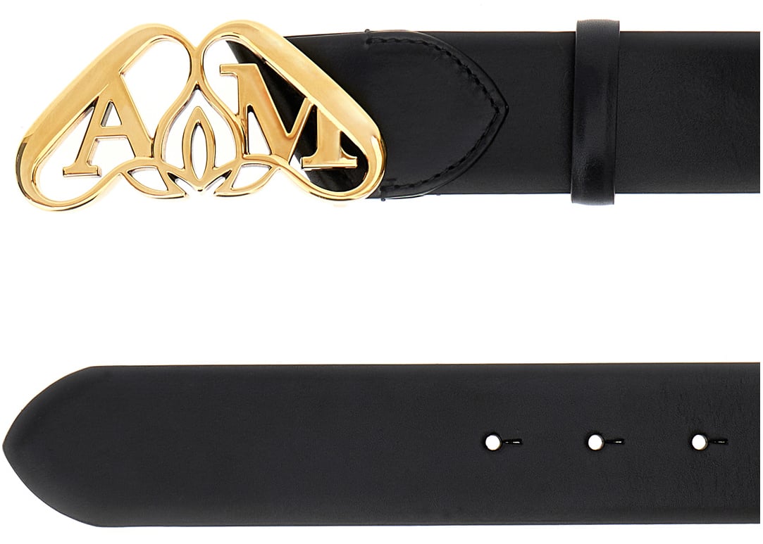 Alexander McQueen Alexander McQueen Cintura Seal in pelle nera Zwart