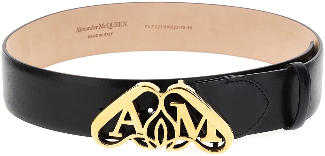 Alexander McQueen Alexander McQueen Cintura Seal in pelle nera Zwart