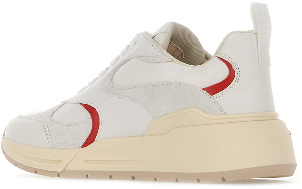 Ferragamo Ferragamo White nappa leather and suede Cosimina sneakers Wit