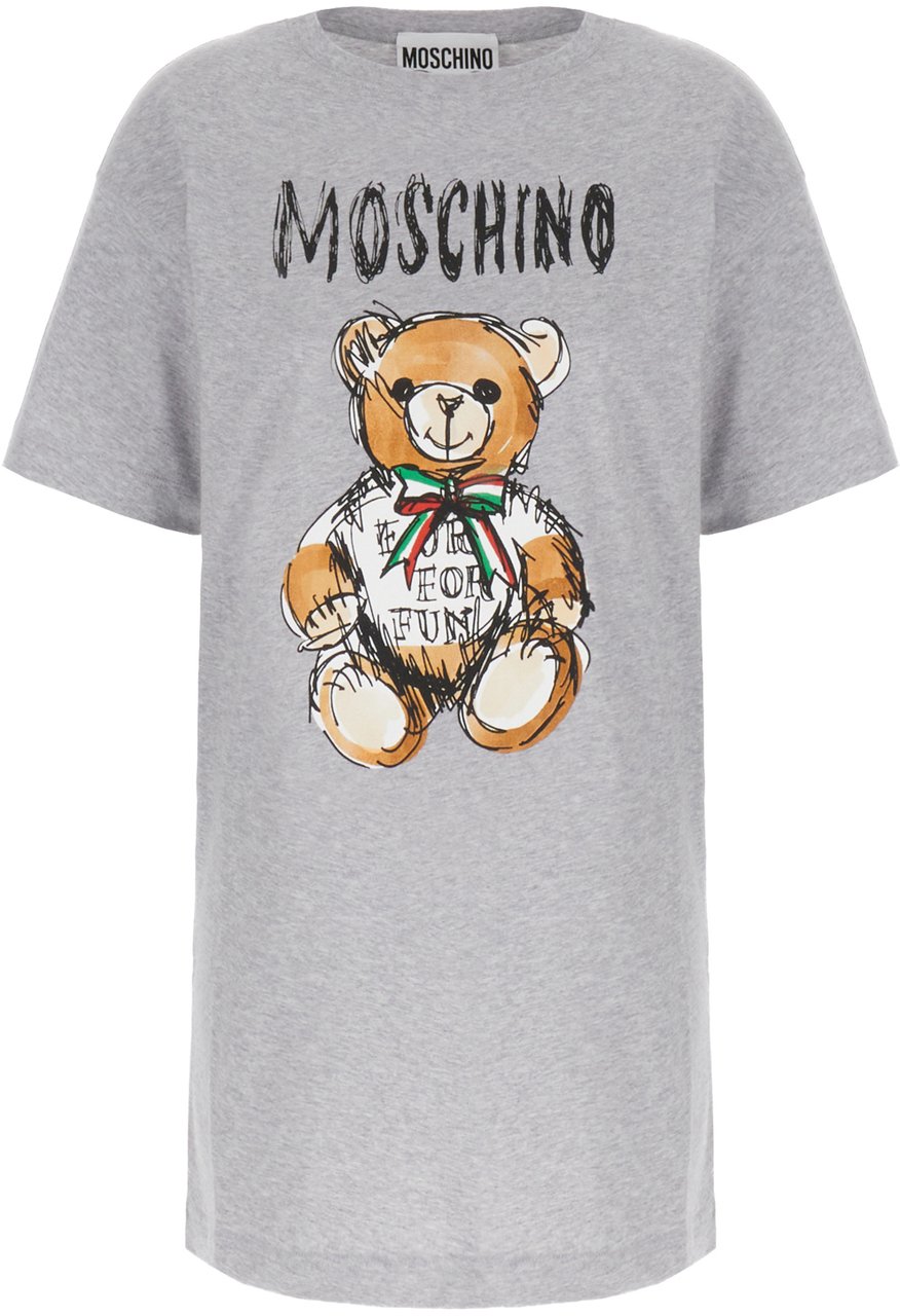 Moschino Moschino Melange grey cotton oversize t-shirt dress Grijs