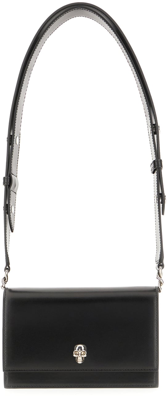 Alexander McQueen Alexander McQueen Black leather small Skull shoulder bag Zwart