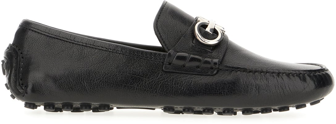 Ferragamo Ferragamo Black leather Grazioso loafers Zwart
