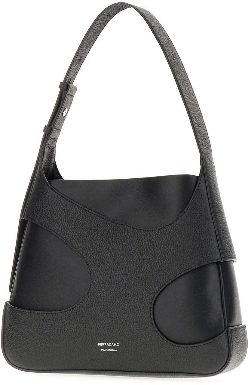 Ferragamo Ferragamo Black leather medium shoulder bag Zwart