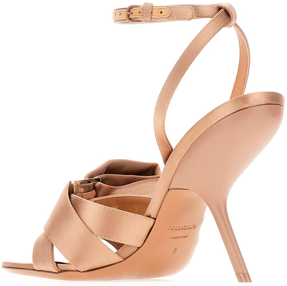 Ferragamo Ferragamo Biscuit satin Helena sandals Bruin